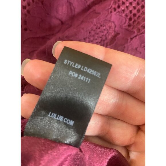 Lulu's Women's Burgandy Lace Bell Sleeve Long Sleeve Dress - Medium - Picture 14 of 16